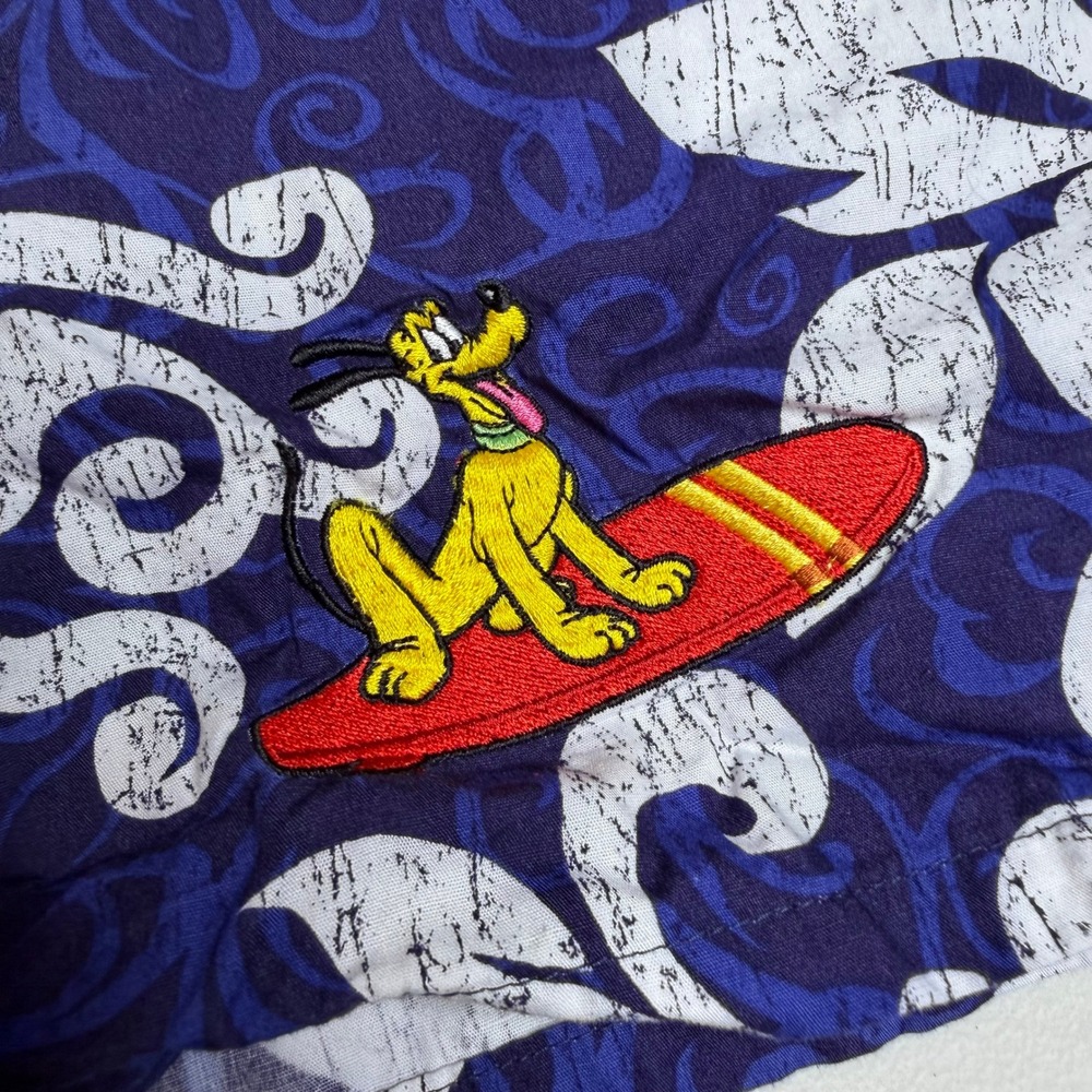 Walt Disney World Pluto Surfing Hibiscus Mens XL Swim Trunks Blue Cotton - Picture 3 of 10
